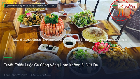 Ảnh Tuyệt Chiêu Luộc Gà Cúng Vàng Ươm Không Bị Nứt Da